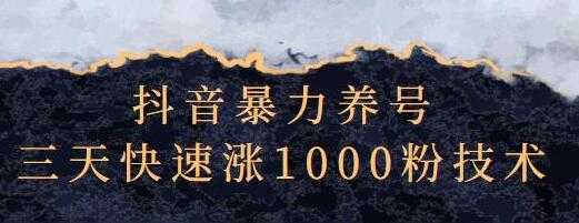 抖音暴力养号《三天快速涨1000粉技术》 - AI 智能探索网-AI 智能探索网