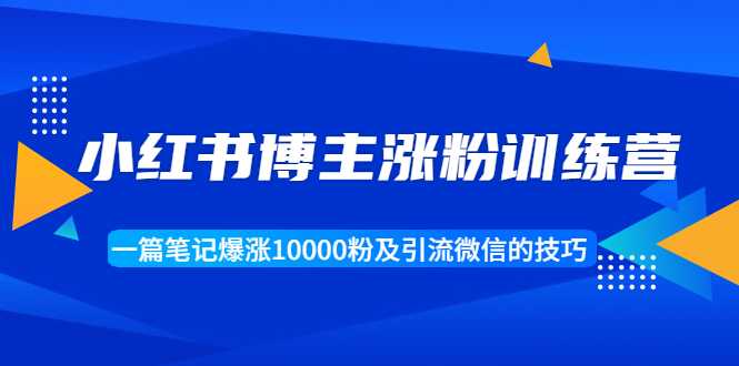 小红书博主涨粉训练营：一篇笔记爆涨10000粉及引流微信的技巧 - AI 智能探索网-AI 智能探索网