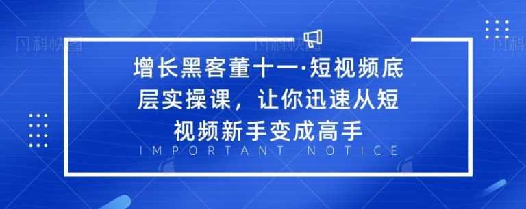 增长黑客董十一·短视频底层实操课，让你迅速从短视频新手变成高手 - AI 智能探索网-AI 智能探索网