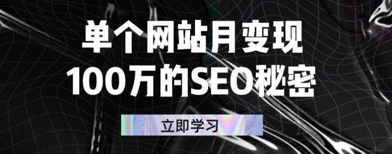 单个网站月变现100万的SEO秘密，百分百做出赚钱站点 - AI 智能探索网-AI 智能探索网