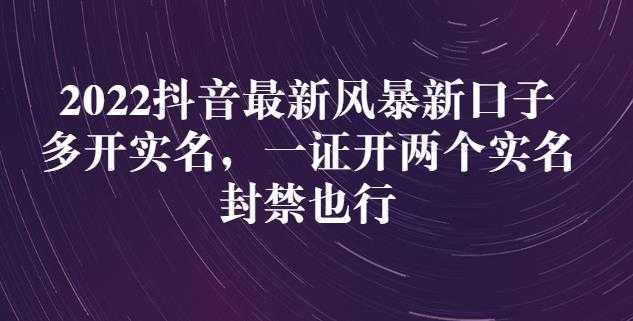 2022抖音最新风暴新口子：多开实名，一整开两个实名，封禁也行 - AI 智能探索网-AI 智能探索网