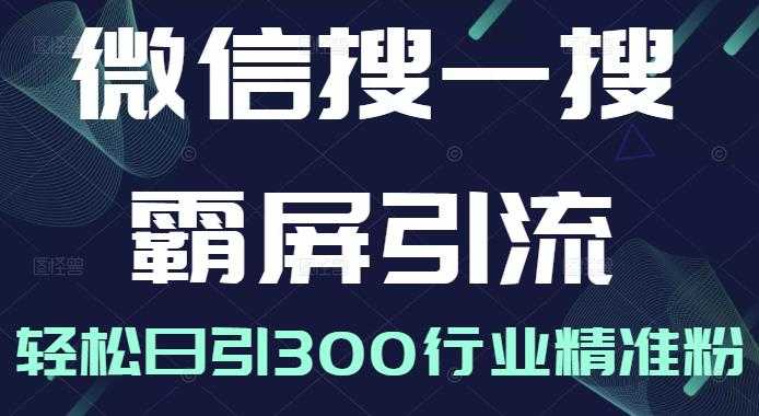 微信搜一搜霸屏引流课，打造被动精准引流系统，轻松日引300行业精准粉 - AI 智能探索网-AI 智能探索网