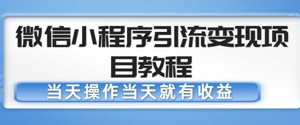 微信小程序引流变现项目教程，当天操作当天就有收益，变现不再是难事 - AI 智能探索网-AI 智能探索网