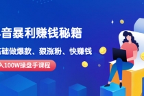 《抖音暴利赚钱秘籍》月入100W操盘手教你 0基础做爆款、狠涨粉、快赚钱 - AI 智能探索网-AI 智能探索网