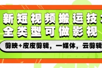 最新短视频搬运技术，全类型可做影视，剪映+皮皮剪辑，一媒体，云剪辑 - AI 智能探索网-AI 智能探索网