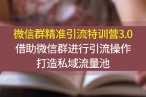 微信群精准引流特训营3.0，借助微信群进行引流操作，打造私域流量池 - AI 智能探索网-AI 智能探索网