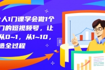 1个人1门课学会做1个热门的短视频号，让你从0~1，从1~10，打造全过程 - AI 智能探索网-AI 智能探索网