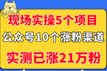 现场实操5个公众号项目，10个涨粉渠道，实测已涨21万粉！ - AI 智能探索网-AI 智能探索网