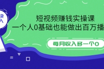 短视频赚钱实操课，一个人0基础也能做出百万播放量，每月收入多一个0 - AI 智能探索网-AI 智能探索网