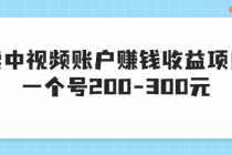 某599元收费培训：卖中视频账户赚钱收益项目 一个号200-300元（13节完整版) - AI 智能探索网-AI 智能探索网