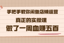 2022版《手把手教你闲鱼店铺运营》真正的实操课 做了一周血赚五百 (16节课) - AI 智能探索网-AI 智能探索网