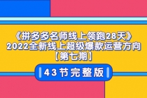 《拼多多名师线上领跑28天》2022全新线上超级爆款运营方向【第七期】43节课 - AI 智能探索网-AI 智能探索网