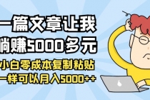 一篇文章让我躺赚5000多元，小白零成本复制粘贴一样可以月入5000++ - AI 智能探索网-AI 智能探索网