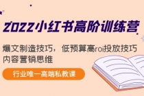 2022小红书高阶训练营：爆文制造技巧，低预算高roi投放技巧，内容营销思维 - AI 智能探索网-AI 智能探索网