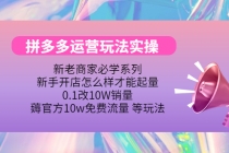 拼多多运营玩法实操，0.1改10W销量，薅官方10w免费流量 等玩法！ - AI 智能探索网-AI 智能探索网