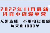 2022年11月最新抖音小店爆单训练营：无需直播，不用拍短视频，每天出1000单 - AI 智能探索网-AI 智能探索网