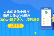 利用去水印微信小程序+情侣头像QQ小程序，获得300w+睡后收入，项目复盘 - AI 智能探索网-AI 智能探索网