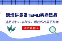 跨境拼多多TEMU实操选品运营方法，选品避坑12条标准，爆款的底层思路等 - AI 智能探索网-AI 智能探索网