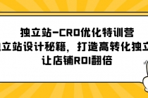 独立站-CRO优化特训营，独立站设计秘籍，打造高转化独立站，让店铺ROI翻倍 - AI 智能探索网-AI 智能探索网