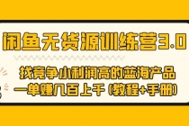 闲鱼无货源训练营3.0 找竞争小利润高的蓝海产品 一单赚几百上千(教程+手册) - AI 智能探索网-AI 智能探索网