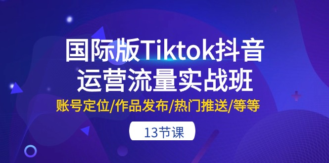 国际版Tiktok抖音运营流量实战班：账号定位/作品发布/热门推送/等等-13节 - AI 智能探索网-AI 智能探索网