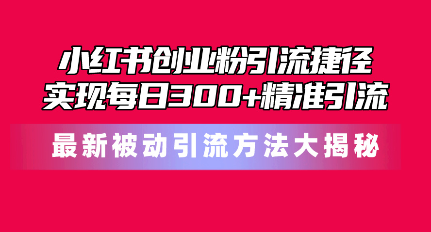 图片[1]-小红书创业粉引流捷径！最新被动引流方法大揭秘，实现每日300+精准引流 - 冒泡网-冒泡网