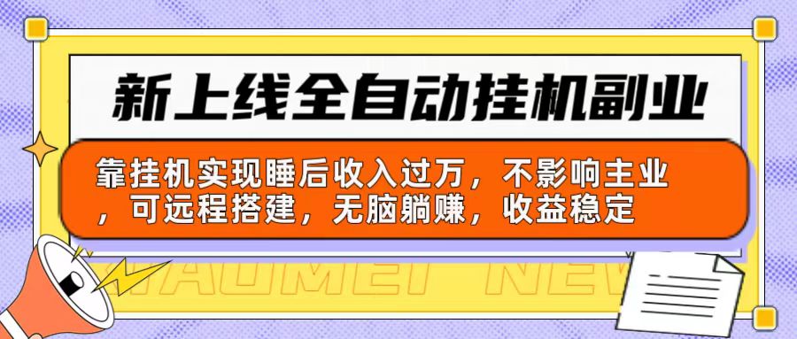 新上线全自动挂机副业：靠挂机实现睡后收入过万，不影响主业可远程搭建… - AI 智能探索网-AI 智能探索网