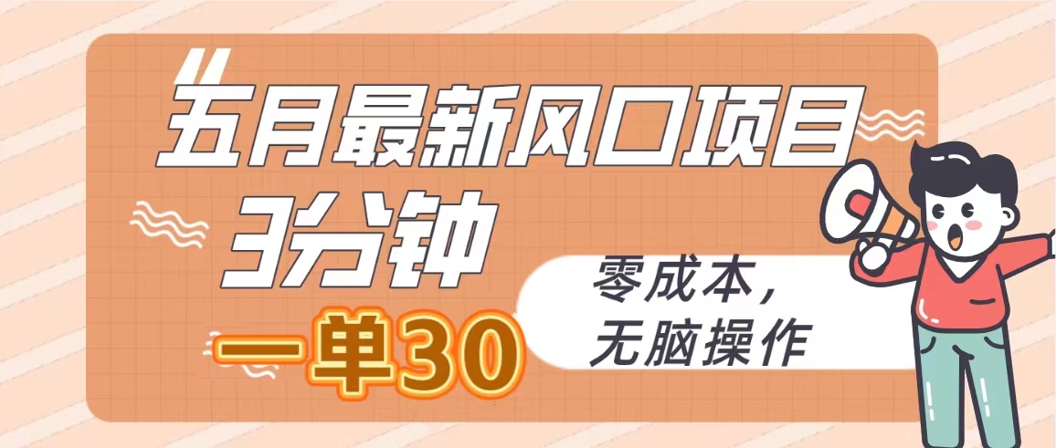 五月最新风口项目，3分钟一单30，零成本，无脑操作 - AI 智能探索网-AI 智能探索网