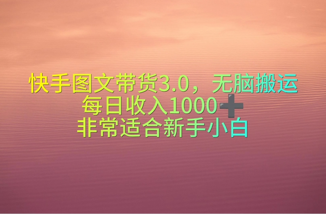 快手图文带货3.0，无脑搬运，每日收入1000＋，非常适合新手小白 - AI 智能探索网-AI 智能探索网