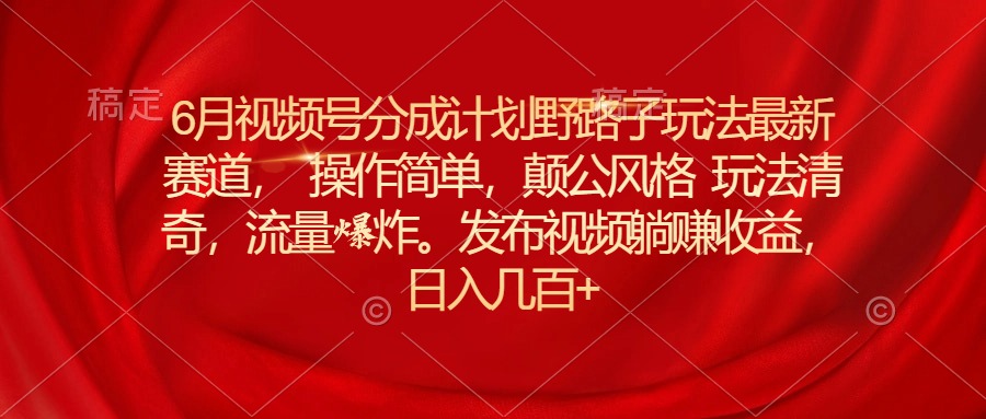 6月视频号分成计划野路子玩法最新赛道操作简单，颠公风格玩法清奇，流… - AI 智能探索网-AI 智能探索网