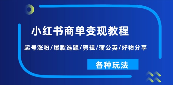 小红书商单变现教程：起号涨粉/爆款选题/剪辑/蒲公英/好物分享/各种玩法 - AI 智能探索网-AI 智能探索网