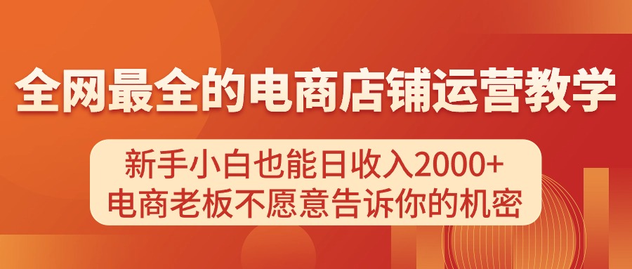 电商店铺运营教学，新手小白也能日收入2000+，电商老板不愿意告诉你的机密 - AI 智能探索网-AI 智能探索网