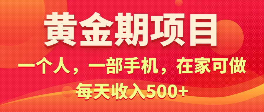 黄金期项目，电商搞钱！一个人，一部手机，在家可做，每天收入500+ - AI 智能探索网-AI 智能探索网