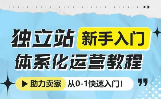 独立站新手入门体系化运营教程，助力独立站卖家从0-1快速入门! - AI 智能探索网-AI 智能探索网