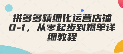 拼多多精细化运营店铺0-1，从零起步到爆单详细教程 - AI 智能探索网-AI 智能探索网