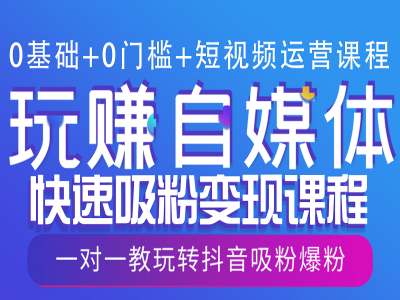 0基础+0门槛+短视频运营课程，玩赚自媒体快速吸粉变现课程，一对一教玩转抖音吸粉爆粉 - AI 智能探索网-AI 智能探索网